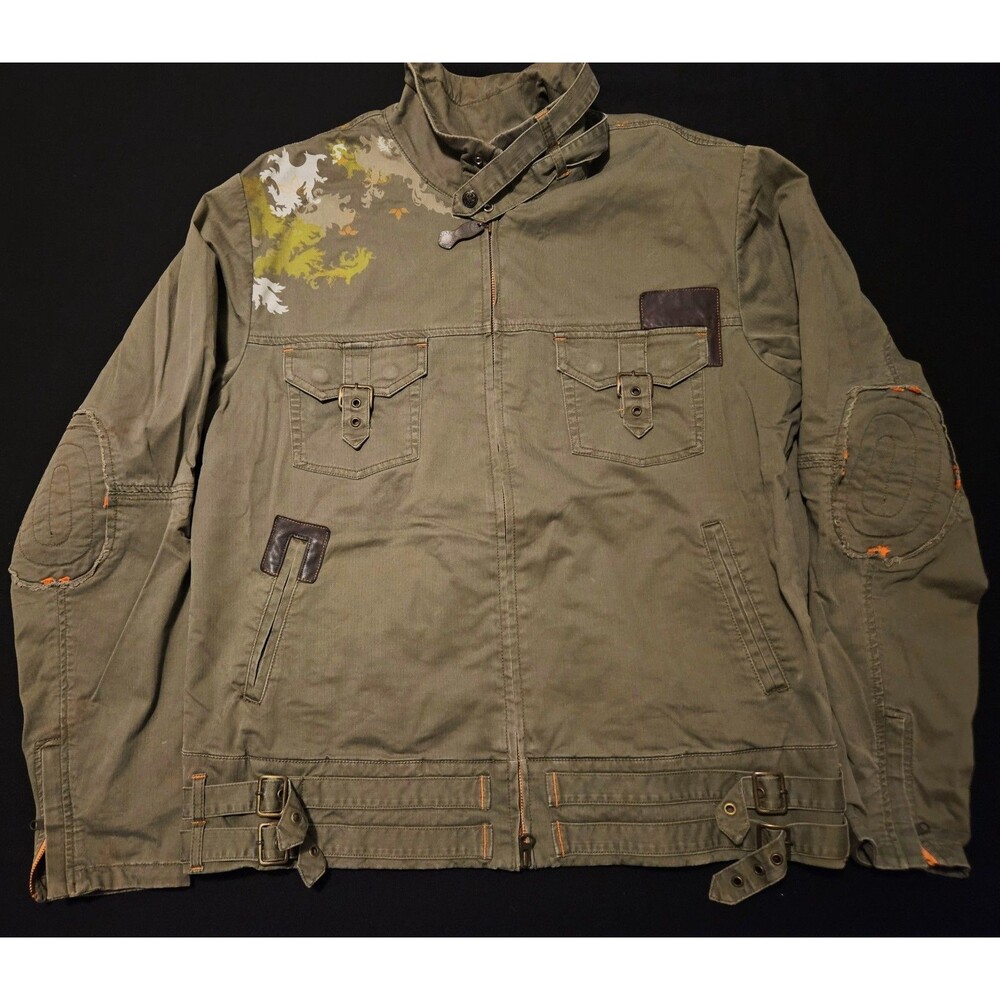 RARE Hause of Howe Olive Green Moto Biker Jacket Daddy Yankee MTV Linkin Park